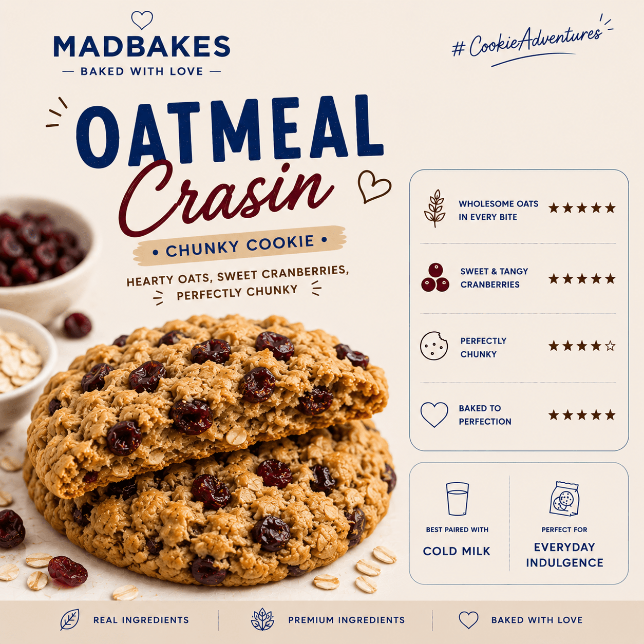 Chunky Cookies™ – NYC-Style Cookies Baking Kit (Makes 6 Cookies) - Madbakes