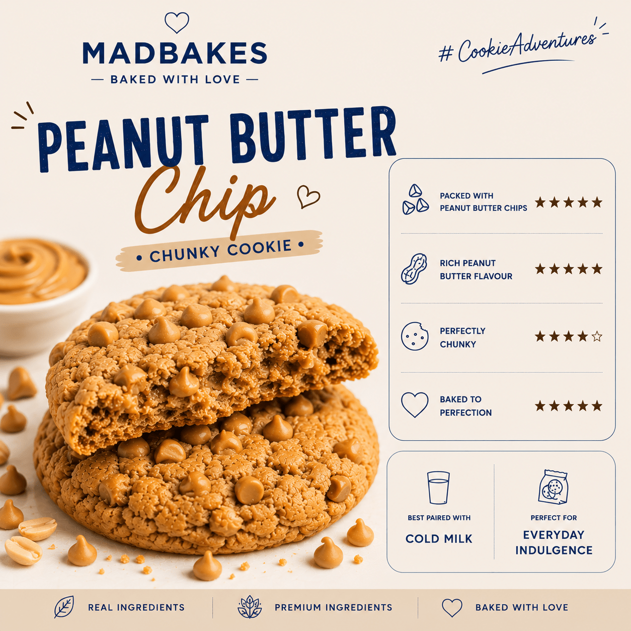 Chunky Cookies™ – NYC-Style Cookies Baking Kit (Makes 6 Cookies) - Madbakes