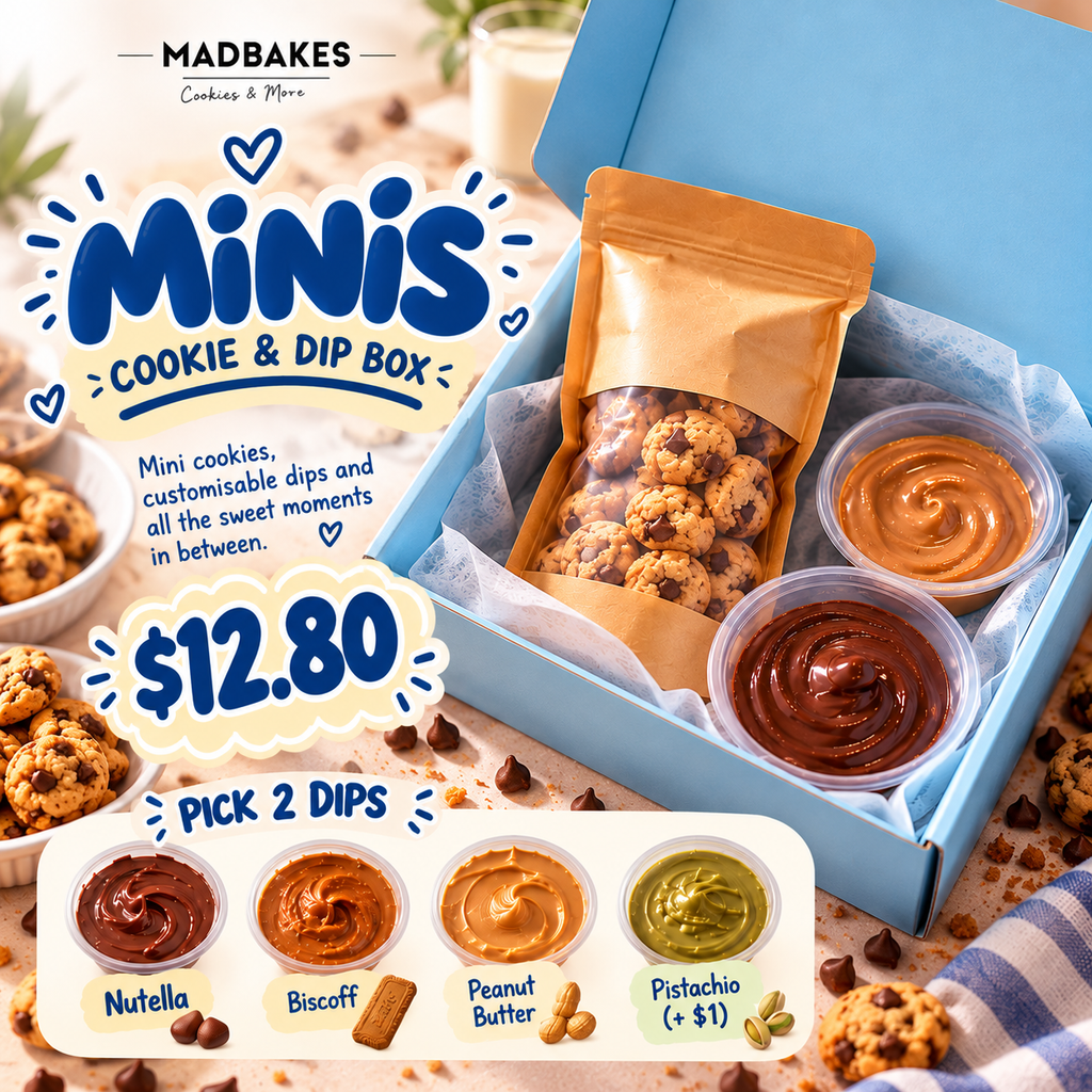 Madbakes Minis – Mini Chocolate Chip Cookies & Dip Box